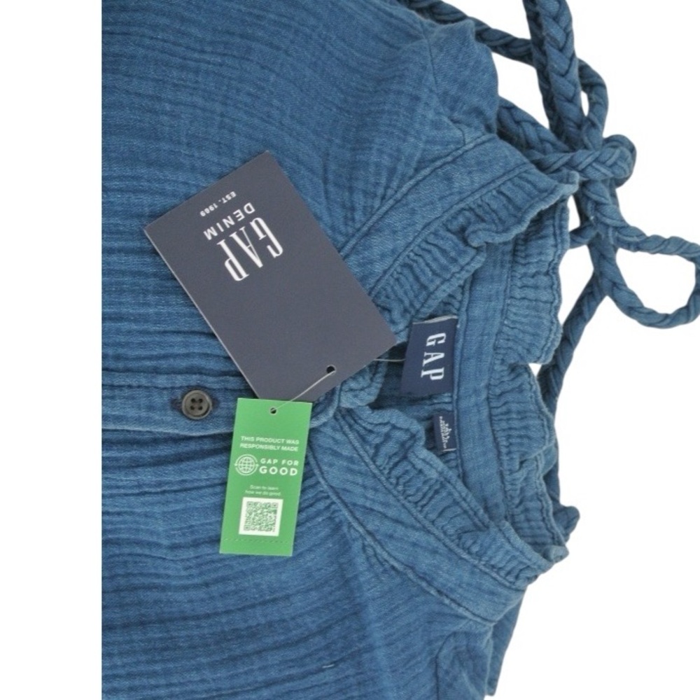 GAP NWT Denim Blue Dress with Tie Belt L (Tall) - Picture 3 of 9